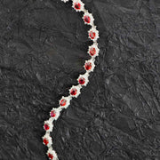 Unheated Natural Pigeon Blood Ruby Stone Bracelet 6.32ct, Diamond 3.16ct Pt950 Platinum